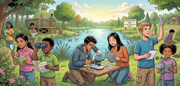 image of different groups of students making scientific observations